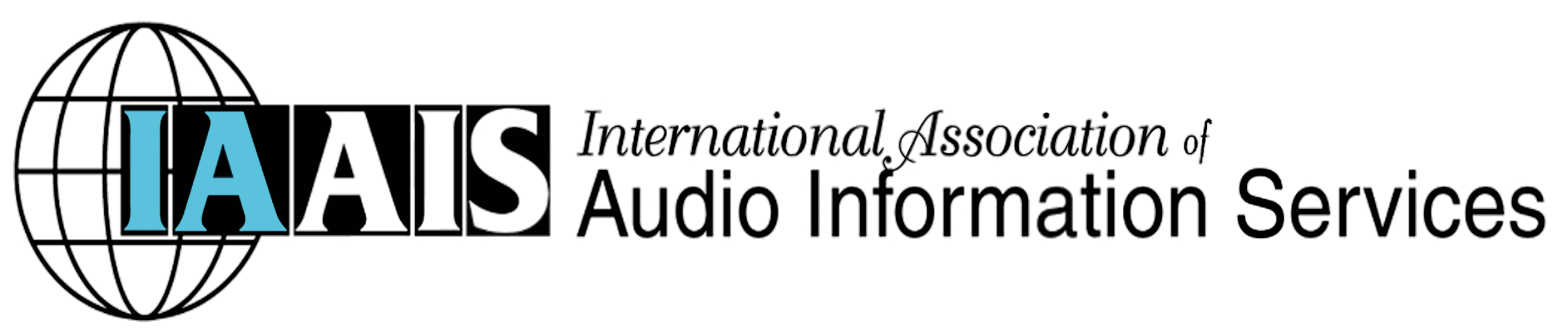 IAAIS logo: the outline of a globe on the left with large letters IAAIS coming out of the center, then on the right, the full organization name.